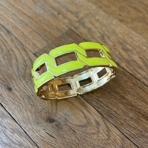 Clamper Bracelet - Vintage Style Gold and Neon Yellow Enamel Link